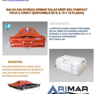 BALSA SALVAVIDAS ARIMAR SOLAS DEEP SEA COMPACT PACK A C/RECT - Imagen 3