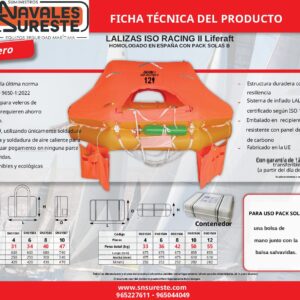 BALSA SALVAVIDAS LALIZAS ISO RACING II SACO ESP PACK B ISO9650 - Imagen 3